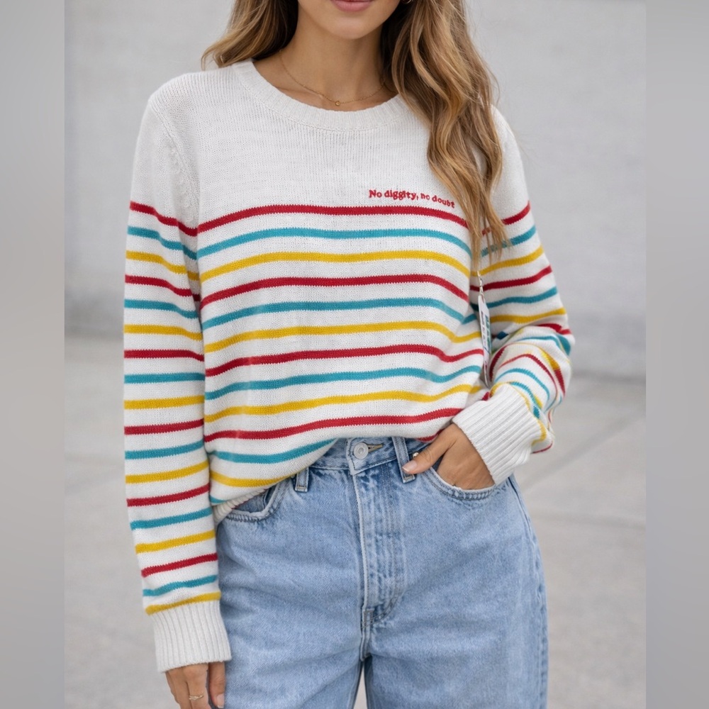 No Diggety No Doubt Striped Sweater 90's Style Hip Hop